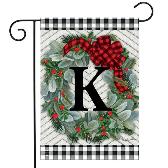 Briarwood Lane Winter Wreath Monogram Letter K Garden Flag