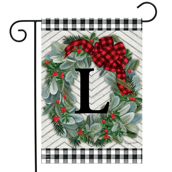 Briarwood Lane Winter Wreath Monogram Letter L Garden Flag