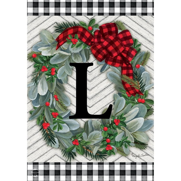 Briarwood Lane Winter Garden Flag 12x18 For Outdoor Winter Wreath Monogram Letter L For Winter Garden Flag Flags For Outside