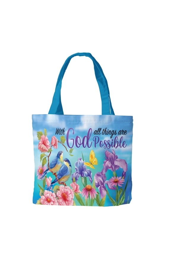 Spring Tote 15" x 14" x 7" With God For Spring Tote