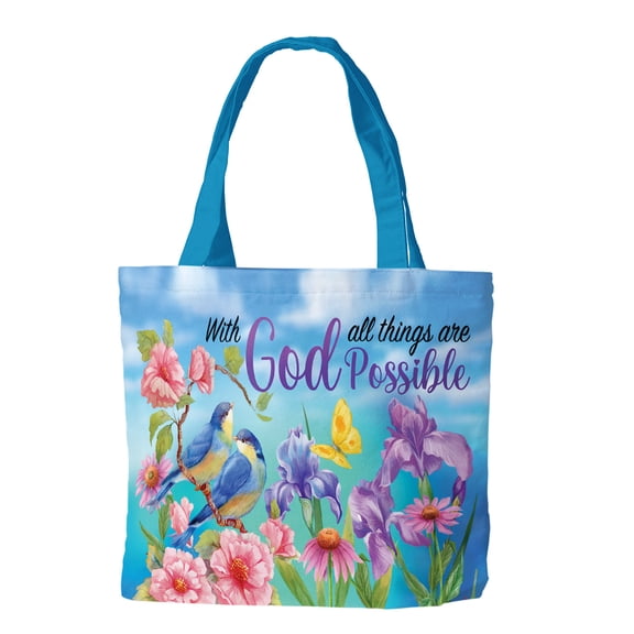 Briarwood Lane Spring Tote 15" x 14" x 7" With God For Spring Tote