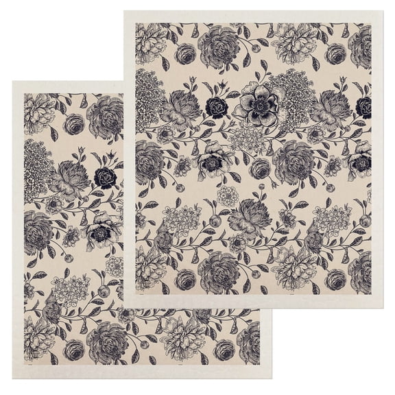 Briarwood Lane Woodcut Floral Swedish Dishcloth (2-pack)