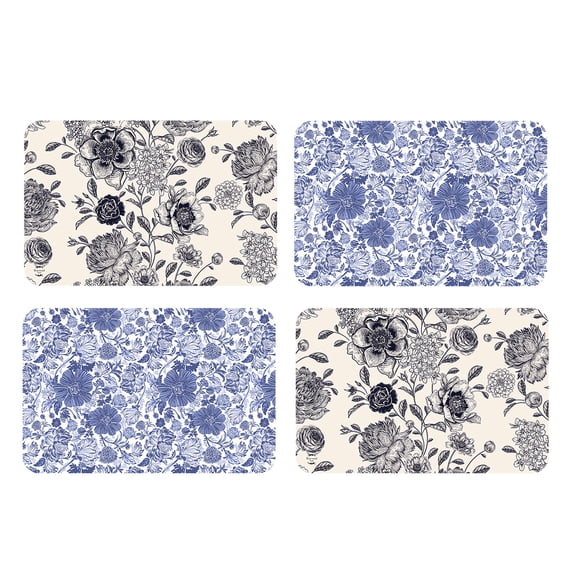 Briarwood Lane Everyday Double Sided Placemat (4-pack) 17x11.25 Woodcut Florals Placemat