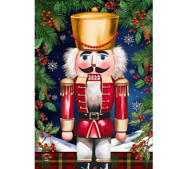 Briarwood Lane Christmas House Flag 40x28 For Outdoor Wooden Nutcracker For Christmas House Flag