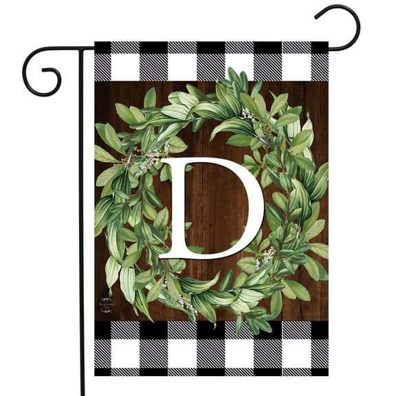Briarwood Lane Wreath Monogram D Garden Flag