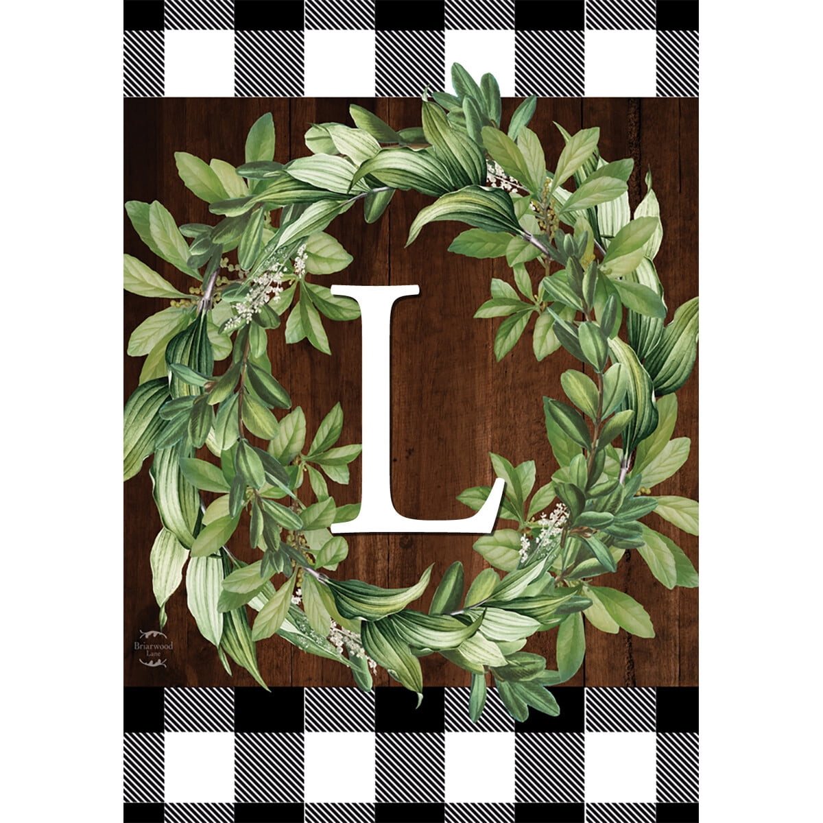 Briarwood Lane Everyday Wreath Monogram Garden Flag