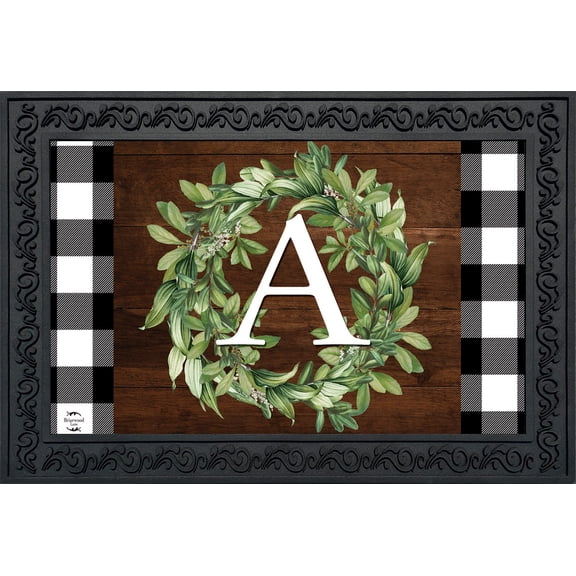 Briarwood Lane Wreath Monogram Letter A Doormat
