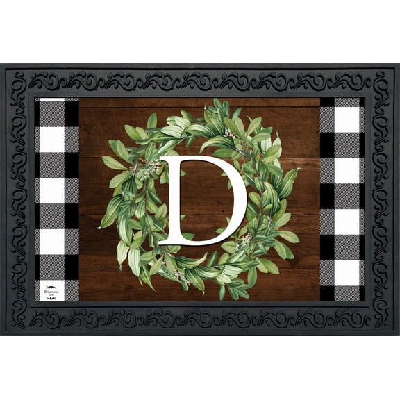 Briarwood Lane Wreath Monogram Letter D Doormat