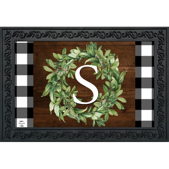Briarwood Lane Wreath Monogram Letter S Doormat
