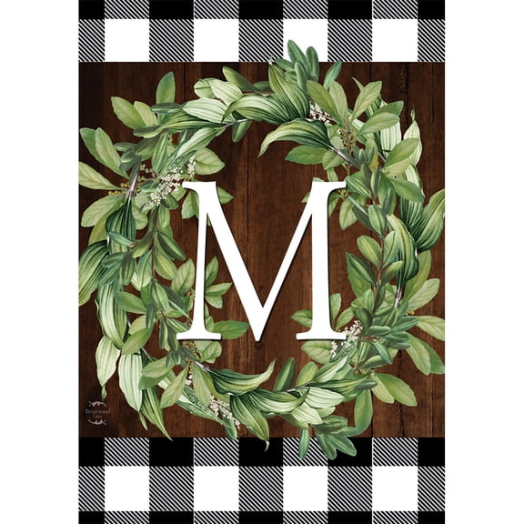 Briarwood Lane Everyday Double Sided House Flag 40x28 For Outdoor Wreath Monogram Letter M House Flag