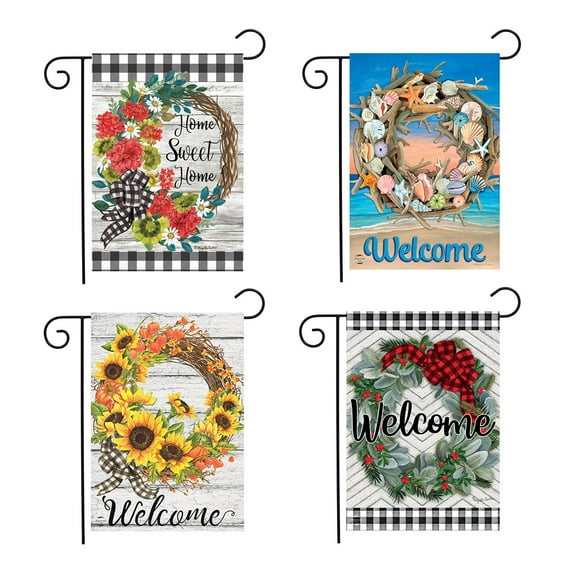 Briarwood Lane Wreaths Garden Flag Bundle - Set of 4