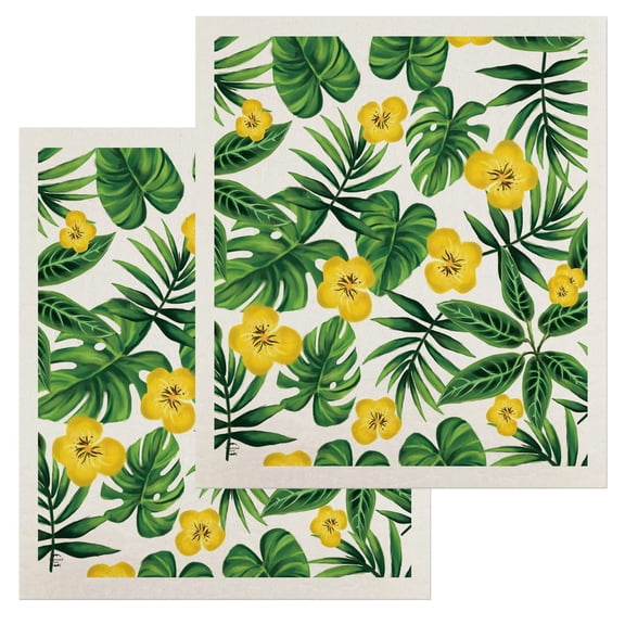 Briarwood Lane Yellow Tropical Flowers Swedish Dishcloth (2-pack)