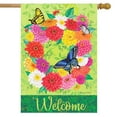 thumbnail image 1 of Briarwood Lane Zinnia Wreath Spring House Flag, 1 of 4