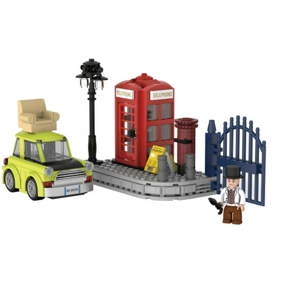 BricKunion British Tiny Car Building Block Set  336 Pieces, Detailed Design with Iconic Red Telephone Box & Post Box, Realistic Q Car Model for Collectors and Enthusiasts