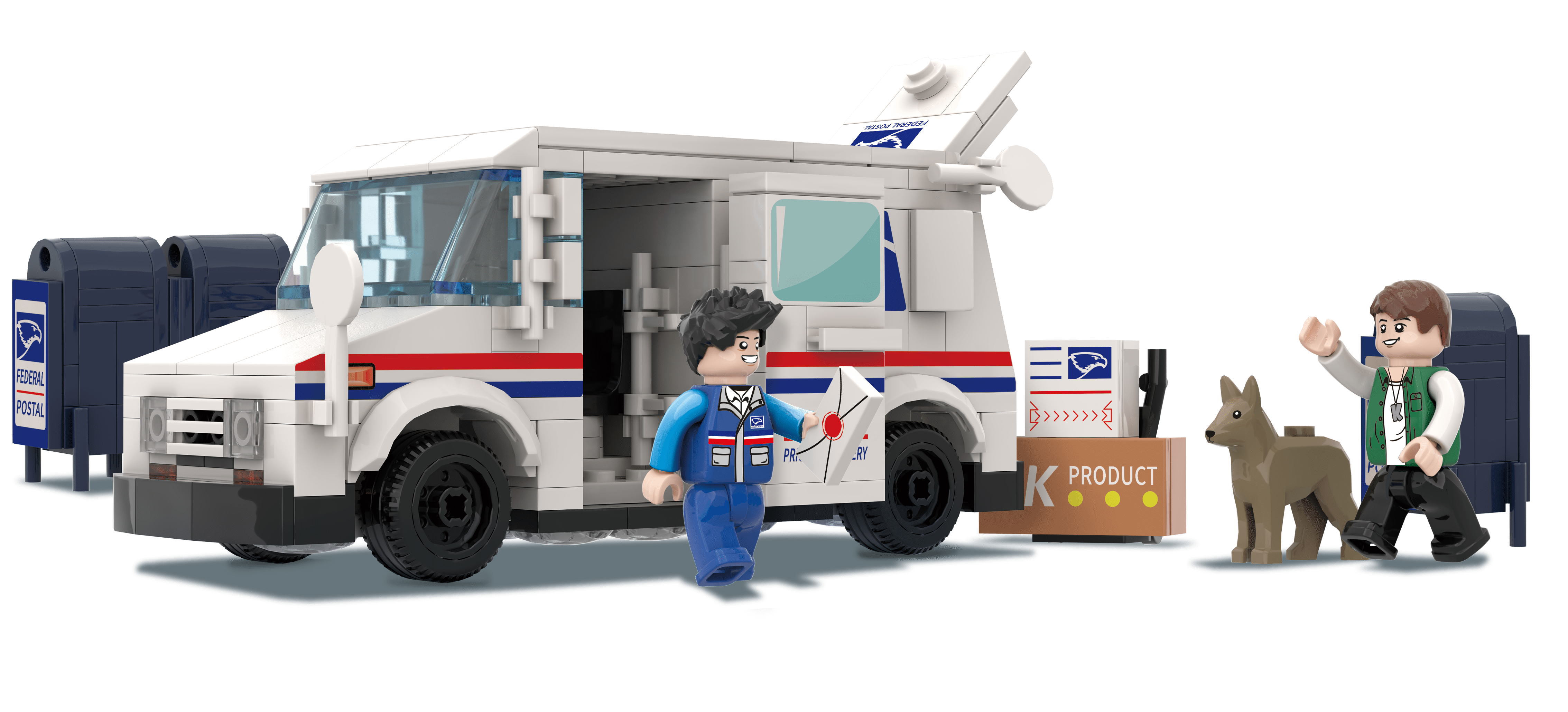 Vehicle Lego Usps Truck Car Transporter Truck With Sports Cars