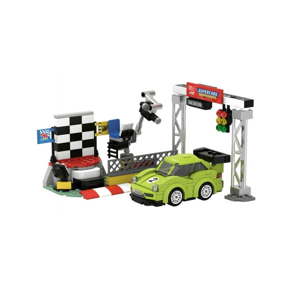 BricKunion Super Car Racing Building Block Set  358 Pieces, Detailed Model with Racing Car & Finish Line Scene, Realistic Q Car Model for Collectors and Enthusiasts