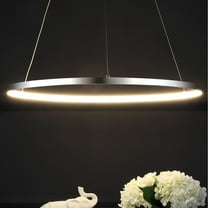 JONATHAN Y Brice 23.75" Modern Contemporary Metal Round Integrated LED Pendant, Chrome