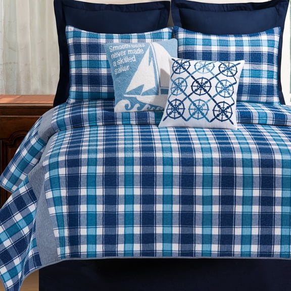 Brice Blue Plaid King Quilt