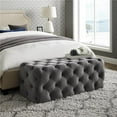 thumbnail image 1 of Posh Living Brice Modern Button-Tufted Linen Fabric Bench in Light Gray, 1 of 8