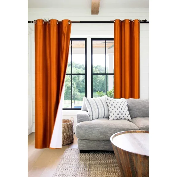 Gorgeous Home Linen 2‑Panel Blackout Thermal Window Curtains, Bronze Grommet Top, Brick Rust, 95 in Long Adam Home Décor