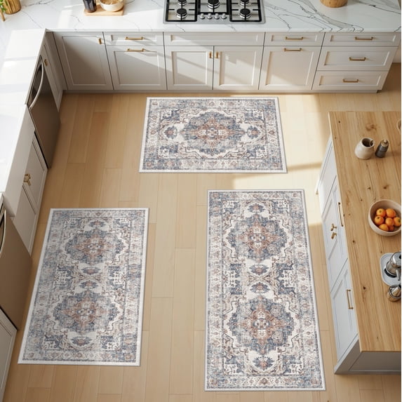 Brick 2x3+2x4+2x5+2x6 Runner Rug Set, 4 Piece Kitchen Floor Mat Set