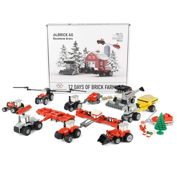 Brick Ag AGCO Massey Ferguson 12 Days of Brick Farming Advent Set with 12 Building Block Farm Replicas ACP1117000