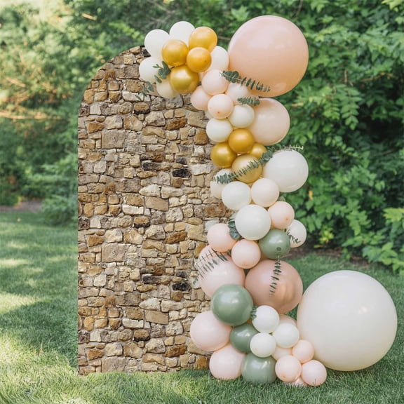 Brick Arch Backdrop Cover 4 FT, Abstract Multi Colored Brick Wall Photo Wedding Arch Cover Stretchy Backdrop Stands Covers for Birthday Party Ceremony Banquet Decor