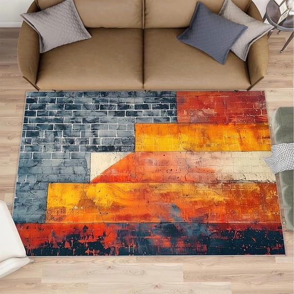 Ridstig Rug Brick Area Rug, Vintage Rugs for Living Room, Rustic Rugs for Bedroom ...