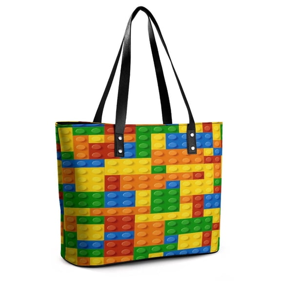 Brick Art Woman Leather Handbags Large Tote Bag Fashion Portable Handbags With Zipper