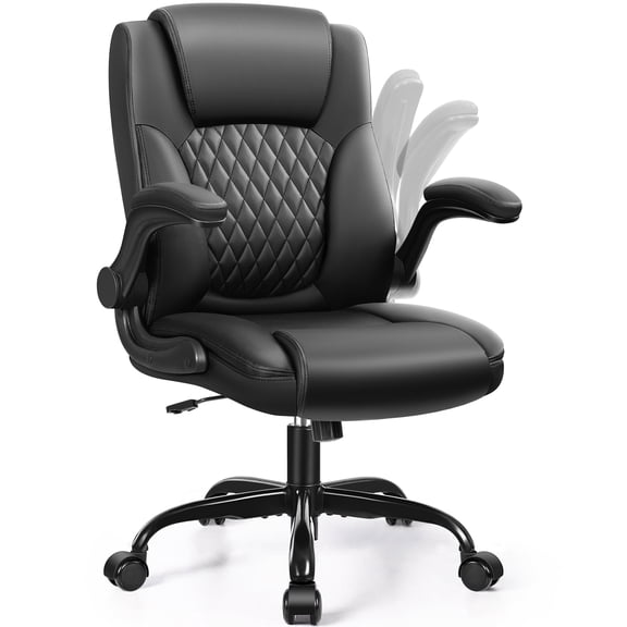 Brick Attic Leather Office Chair, Home Computer Desk Chairs with Ergonomic Back Support, 360°Swivel Free, Small Gaming Chair with Wheels and Adjustable Armrests,Black