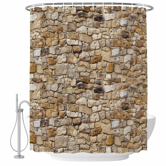 Brick Bathroom Shower Curtains with Hooks, Abstract Multi Colored Brick Wall Photo Waterproof Fabric Washable Shower Curtain for Home Hotel Bathtub Decor 36x72 Inch
