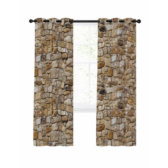 Brick Blackout Curtains 72 Inch Length Abstract Multi Colored Brick Wall Photo Thermal Insulated Window Curtain Window Drapes 2 Panels for Bedroom Living Room 52"Wx72"L