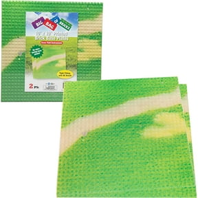 Brick Building Base Plate with Grassy Field Pattern - Large 10x10" Base Plates 2 Pack - Dual Side Connectivity, Compatible w All Brands - Gift for Kids, Boys & Girls