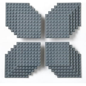 Brick Building Plates - Compatible with Lego & Other Major Brick Brands - Gray, 20-Pack, 8x8 Stud - Flat Surface Play Set & Creative Building Plates Set for Ages 3 & Up