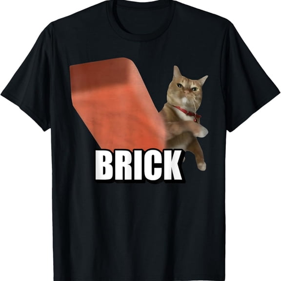 Brick Cat Funny Cat Towing Brick Angry Cat Meme Brainrot T-Shirt