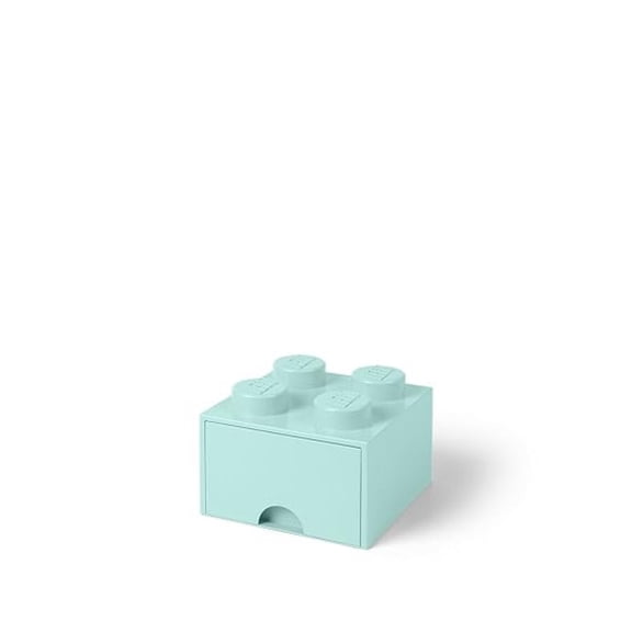 Brick Drawer, 4 Knobs, 1 Drawer, Stackable Storage Box, Aqua Mint Green