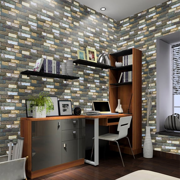 Brick Effect Self-adhesive Wall Sticker Home Decor Wallpaper Self-Adhesive Peel and Stick Wallpaper Waterproof and Removable Good for Home Decoration and Furniture Renovation