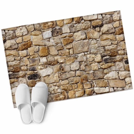 Brick Entryway Rug 2'x3' Abstract Multi Colored Brick Wall Photo Small Area Rug Non-Slip Front Door Mat Washable Floor Carpet for Indoor Entrance Kitchen Bathroom