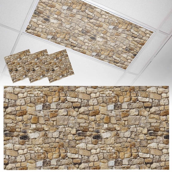 Brick Fluorescent Light Covers Abstract Multi Colored Brick Wall Photo Magnetic Light Filters Ceiling Lighting Panel Shade for Classroom Office Home 2 x 4 ft, 3 Pack