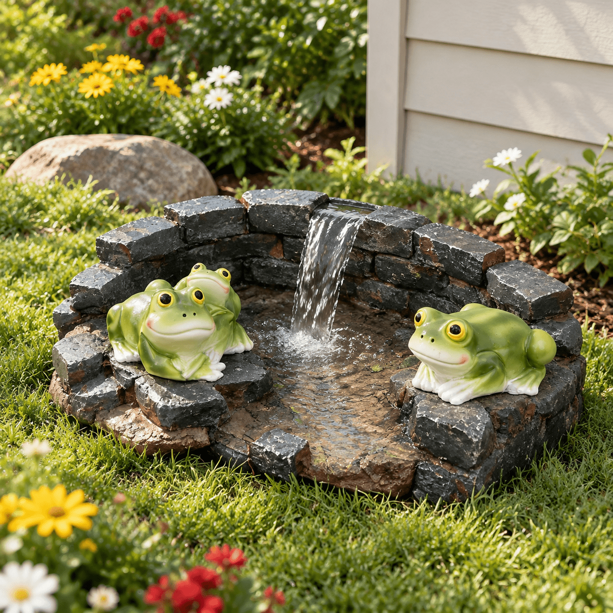 Large Toad Statue Brick Frog Splash Block Decorative Garden Statue, 15.59 x 11.57 x 5.47 ...