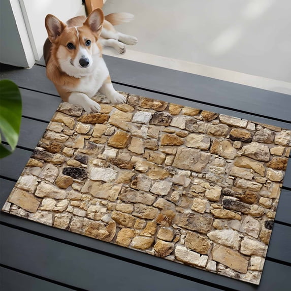 Brick Front Door Rugs 2x3 ft Abstract Multi Colored Brick Wall Photo Small Rug for Entryway Non Slip Washable Bathroom Door Mat Absorbent Floor Mat for Indoor Entrance