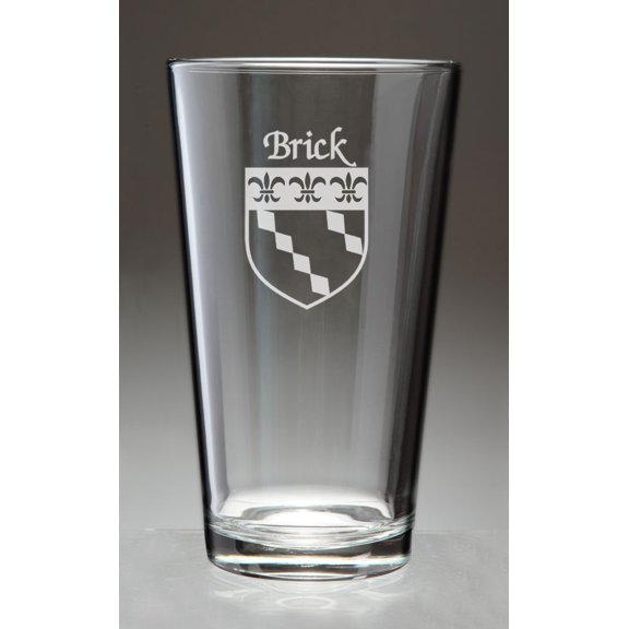 Brick Irish Coat of Arms Pint Glasses - Set of 4 (Sand Etched)