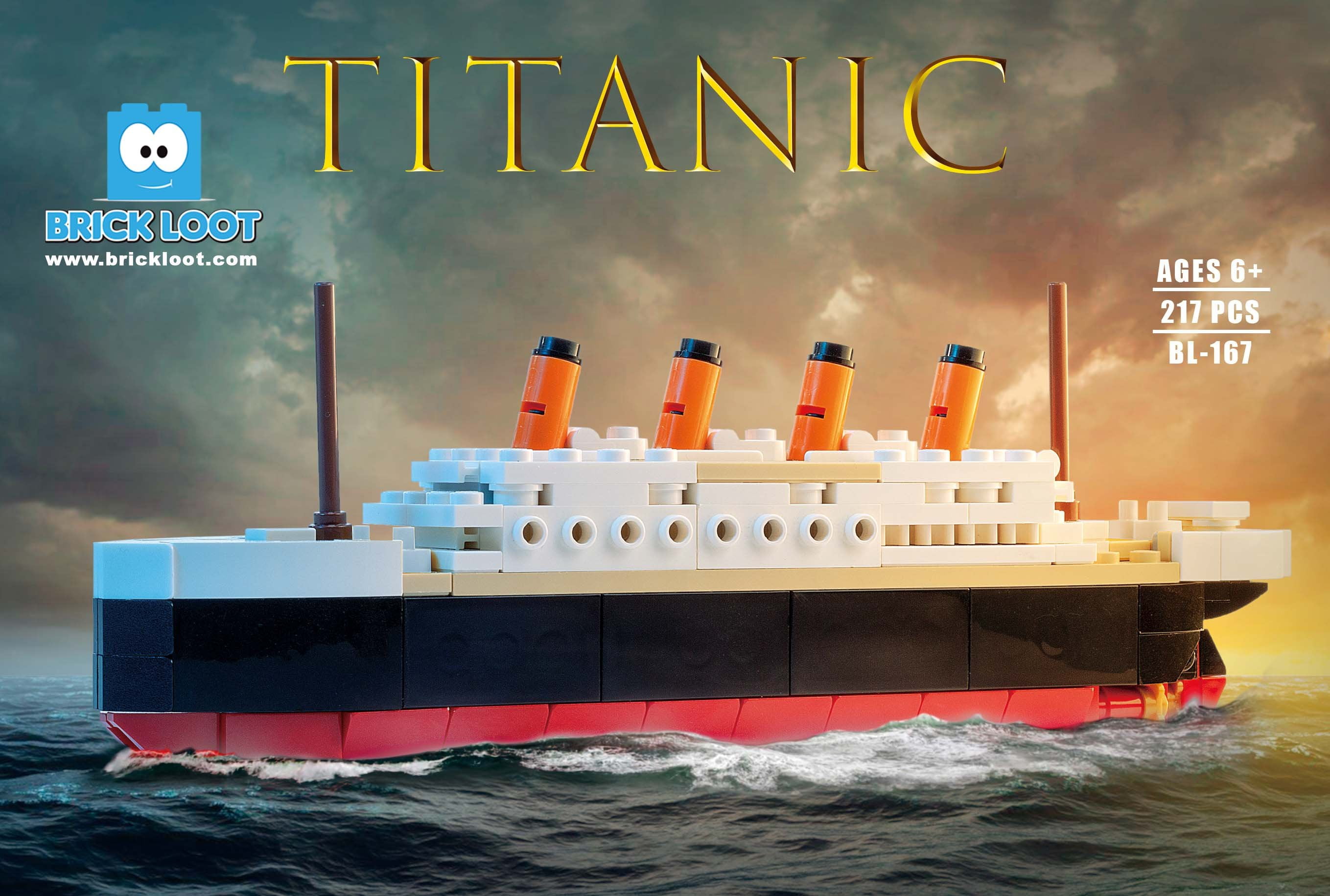Brick Loot Titanic Building Bricks Set (Mid Sized 217 Pieces) 100%  Compatible, fits Lego and Other Major Brands