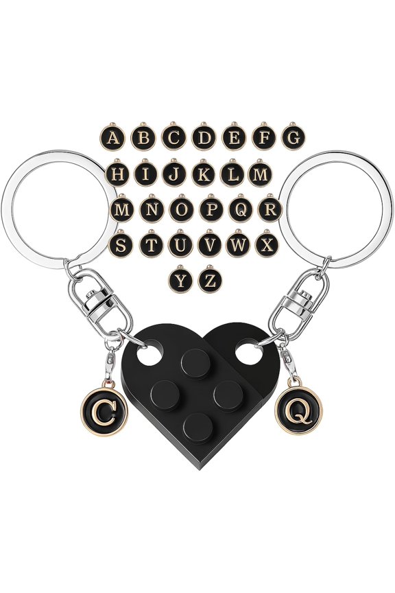 Brick Matching Couple Heart Keychain, Gifts for Him Her Boyfriend Girlfriend Christmas, Wedding Anniversary Birthday Gift