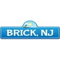 thumbnail image 1 of Brick NJ New Jersey Beach Street Sign | Indoor/Outdoor | Surfer Ocean Lover Décor For Beach House Garages Living Rooms Bedroom | Signmission Personalized Gift, 1 of 5