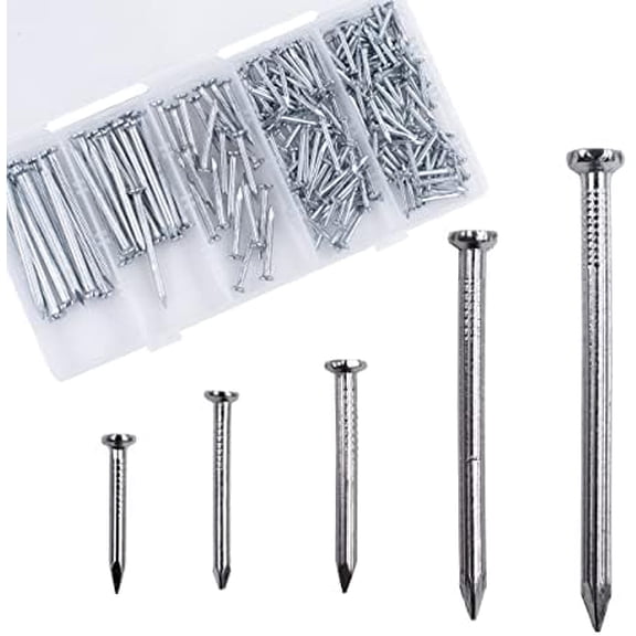 Brick  Nails  (275 pcs), Galvanized Concrete Wall  for  Pictures and Woodworking, Cement Nails Suit for Drywall and Pine,5 Size Assortment