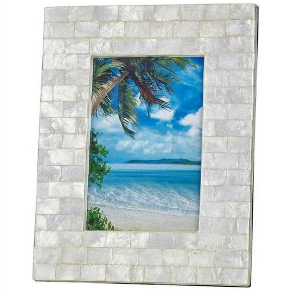 Brick Patterned Capiz Shell Photo Frame 4x6" Ivory