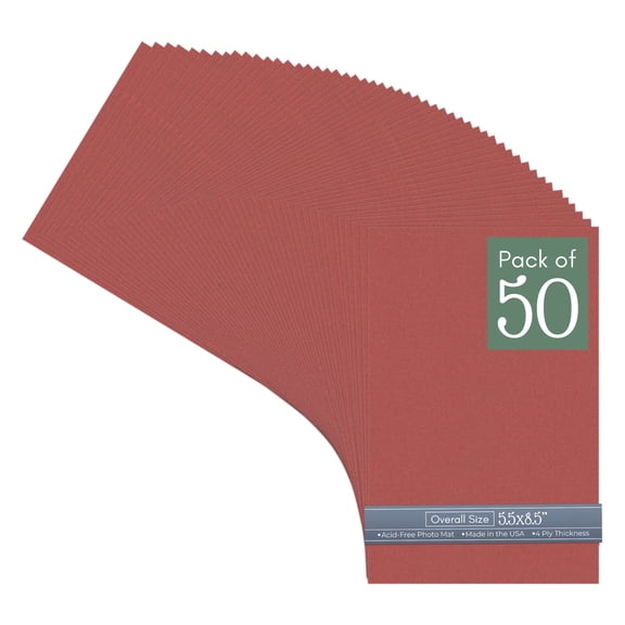 Brick Red 5.5x8.5 Uncut Art Mat Board - No Opening - 50 Mats