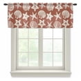 Brick Red Coastal Semi Sheer Valance Curtains, Starfish Shell Ocean ...