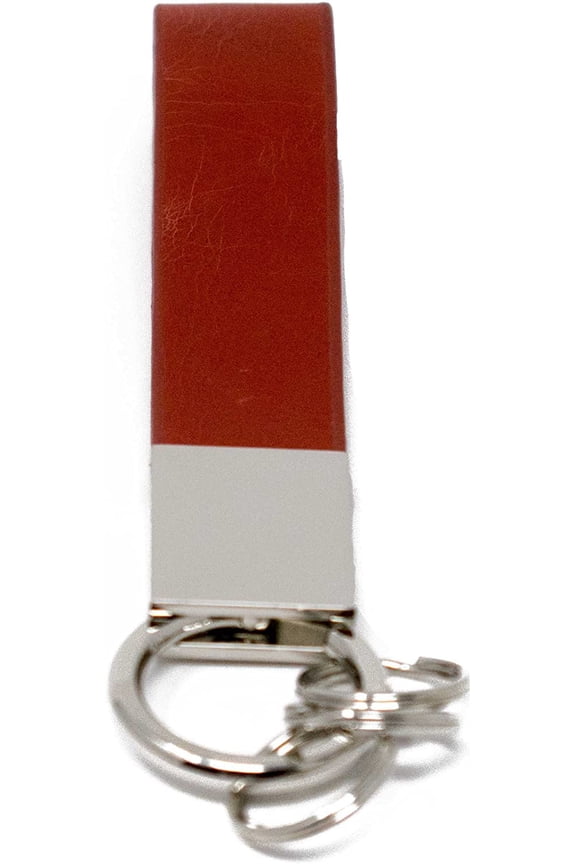 Brick Red Leather Rings Quick Release, Pull Apart Valet Keychain Accessory Detachable for Convenience